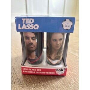 NEW Set Of 4 Ted Lasso 2oz Mini Shot Glasses Superfan Gift Idea Double Sided Zak